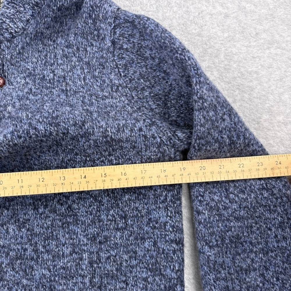 LL Bean Sweater Mens Medium Blue Marled Lambswool Henley Mock Neck 285174 - Picture 5 of 9